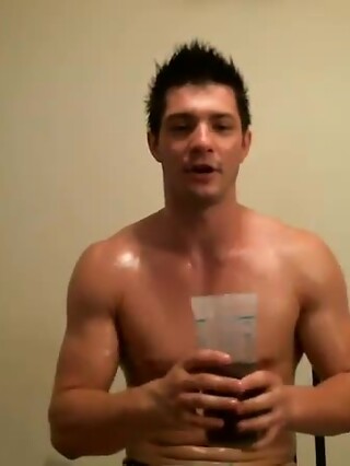 Naked Oiled-Up Muscle Jock