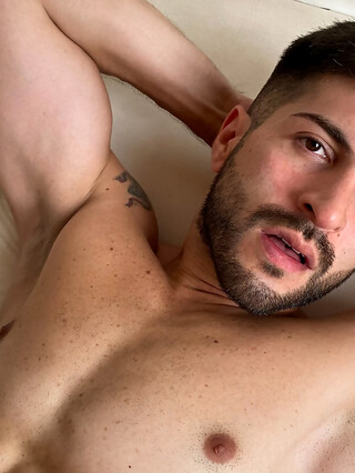 Hot gay hunk Liam sucking two big uncut cocks