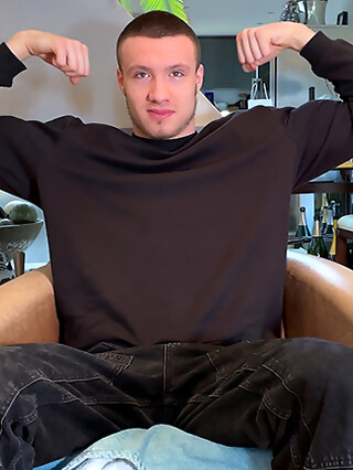 Straight Muscular Hunk Wanks his Massive Thick Uncut Cock & Shoots a Huge Load of Cum into his Face!