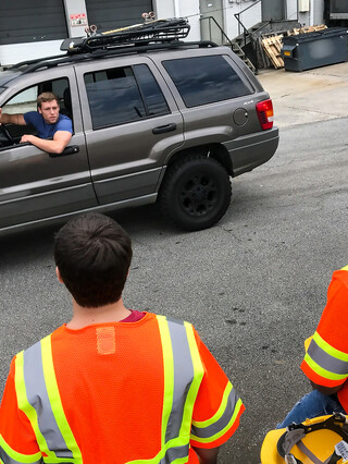 Two workers engage in a gay session where Axel sucks Will&#39;s dick