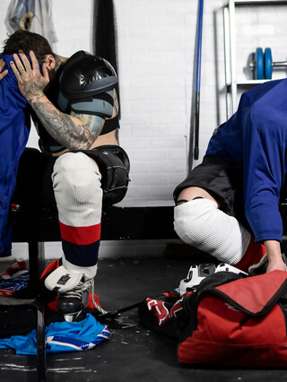 Gay hockey player Aiden Jacobs gets creampied by his teammate Tony D Angelo