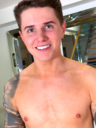 Young Lean & Toned Lad Wanks his Big Uncut Cock & Explodes with Cum Everywhere!