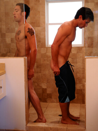 Kinky gays DJ and Taj Waters ride each other's cock in the shower