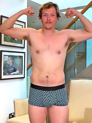 Straight & Hairy Aiden Returns and Wanks his Big Uncut Cock & Squirts a Big Load Everywhere!