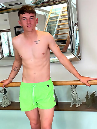 Young Straight Stud Shows off his Lean Body & Wanks his Big Hard Uncut Cock & Shoots a Load!